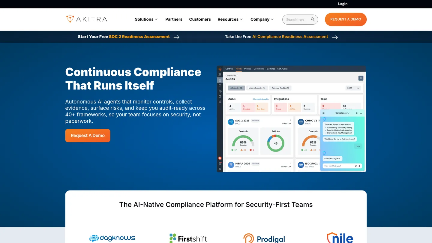 Akitra website homepage