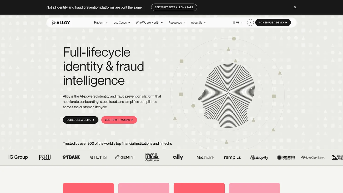 Alloy website homepage