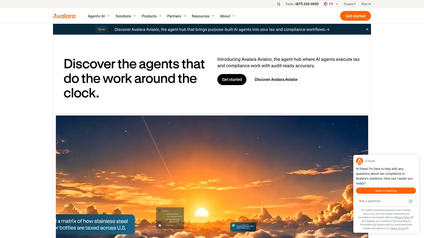 Avalara website homepage
