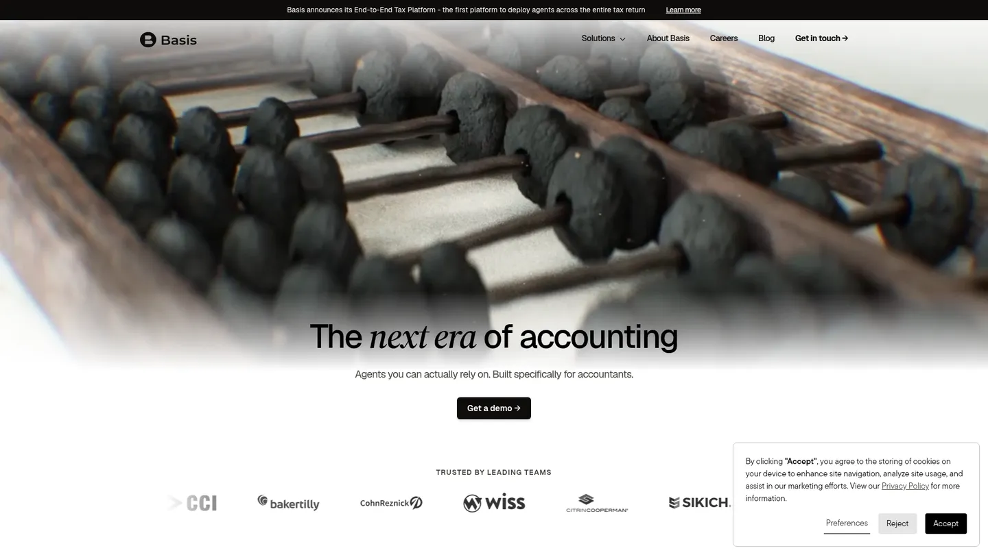 Basis website homepage
