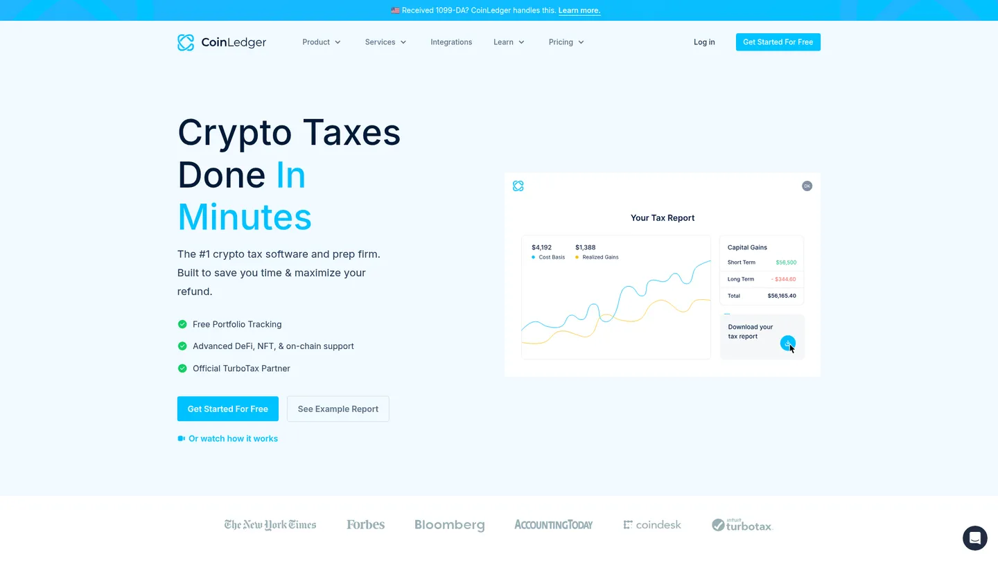CoinLedger website homepage