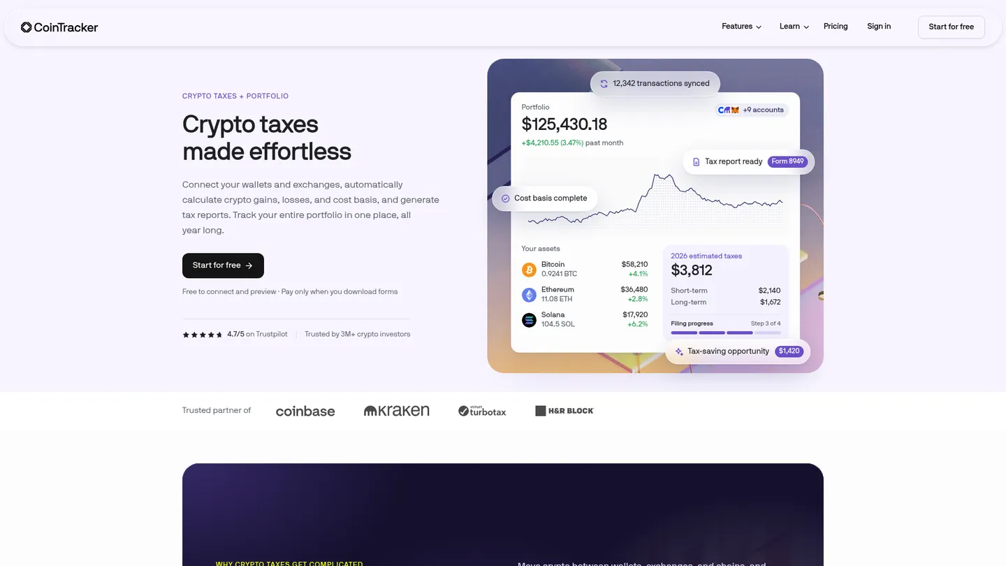 CoinTracker website homepage