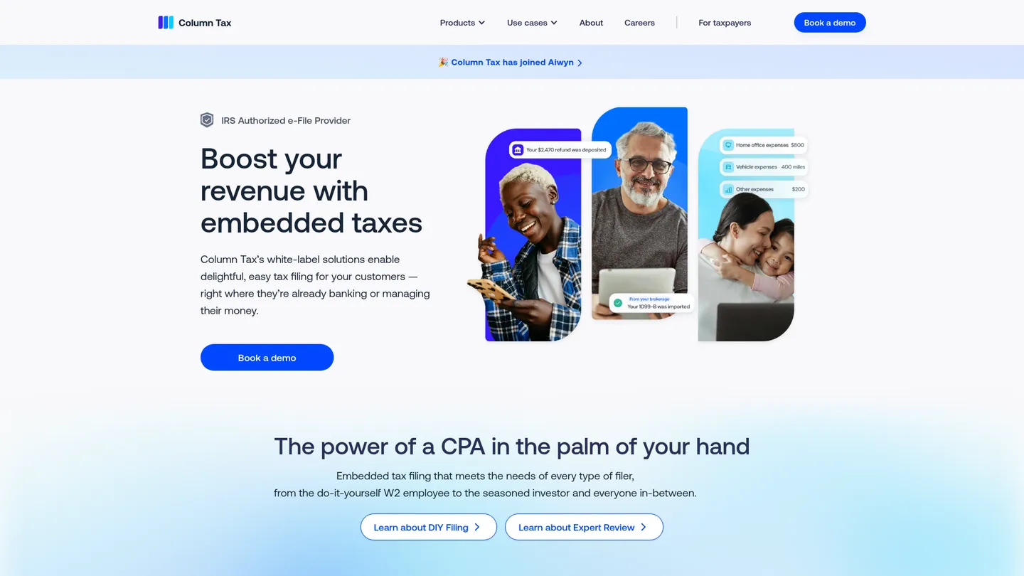 Column Tax website homepage