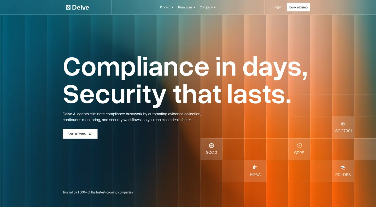 Delve website homepage