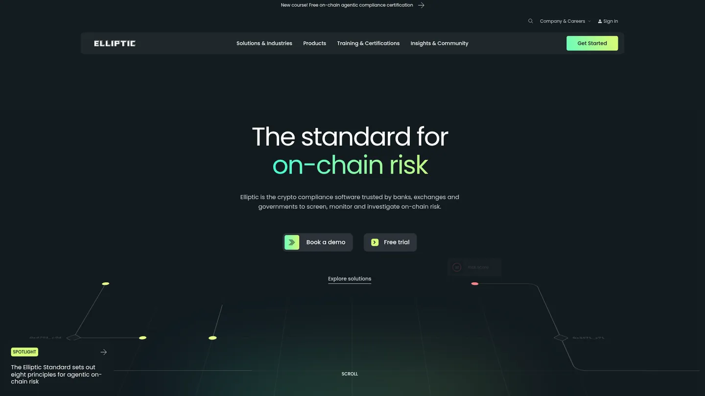 Elliptic website homepage