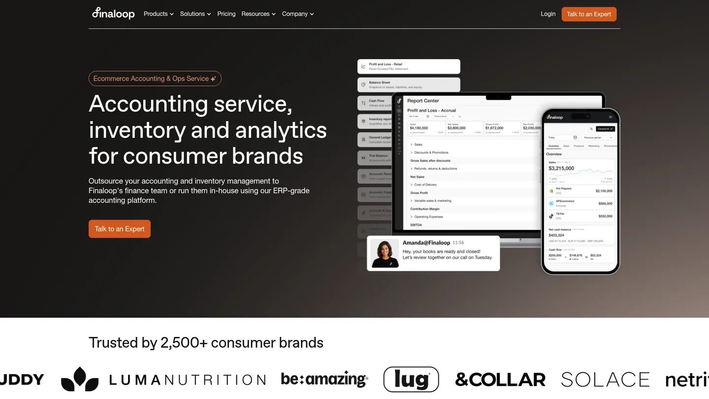 Finaloop website homepage