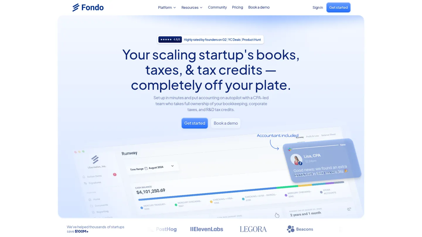 Fondo website homepage