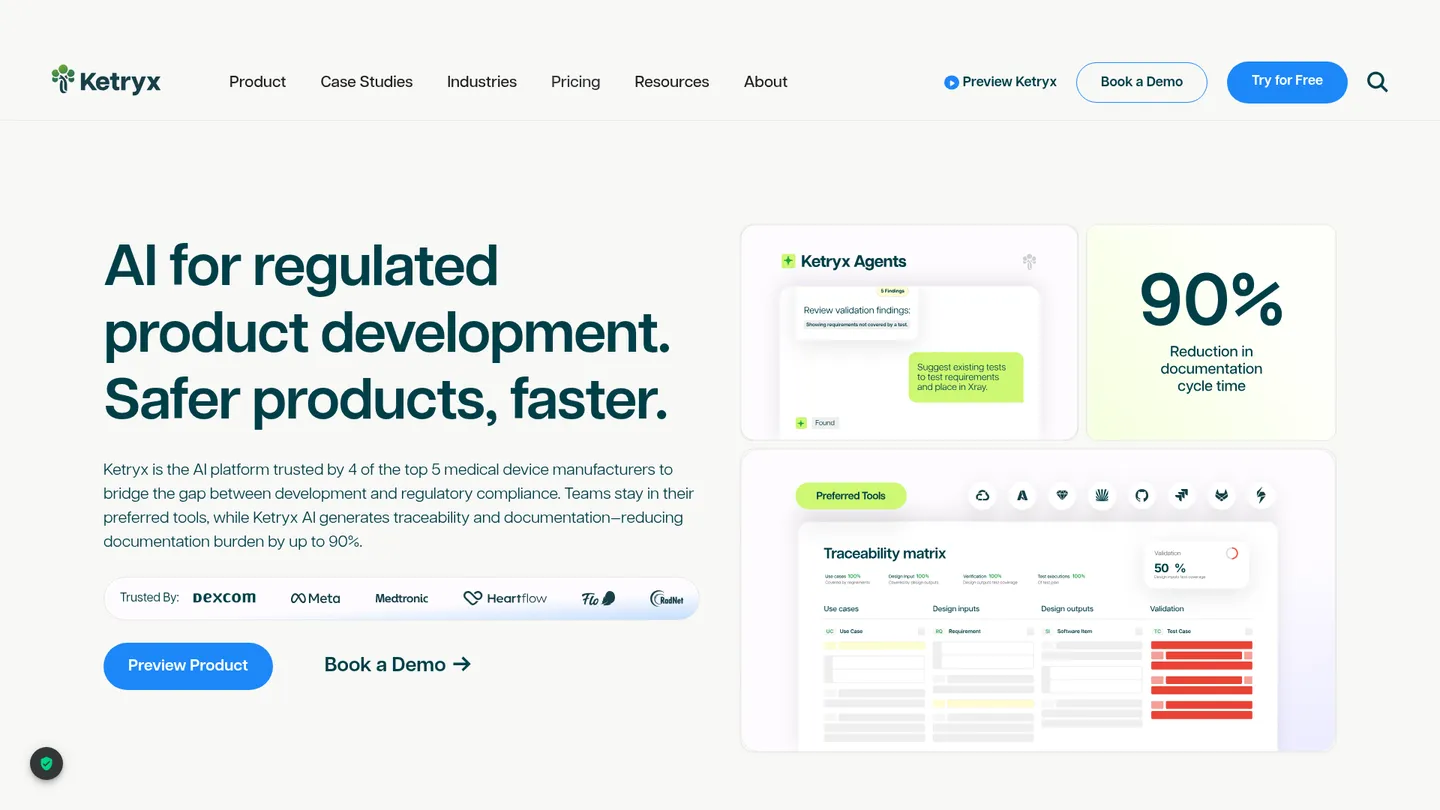 Ketryx website homepage