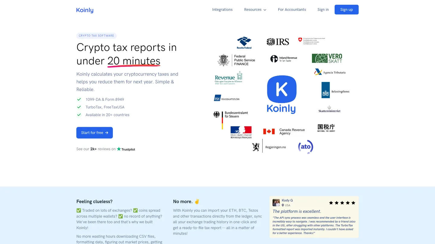 Koinly website homepage