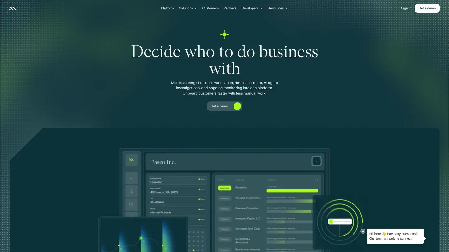 Middesk website homepage