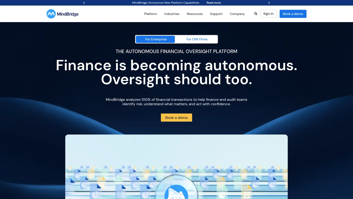MindBridge website homepage