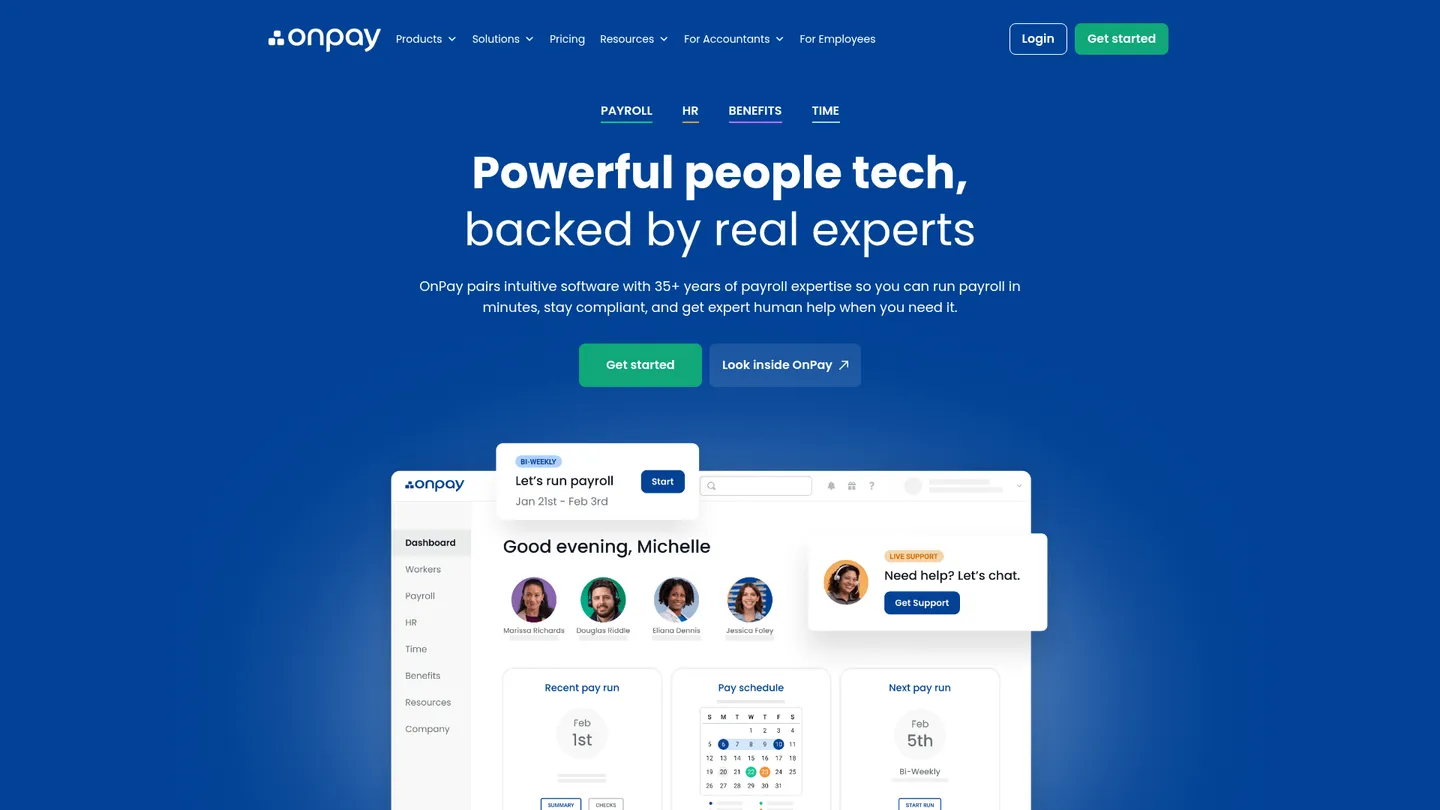 OnPay website homepage