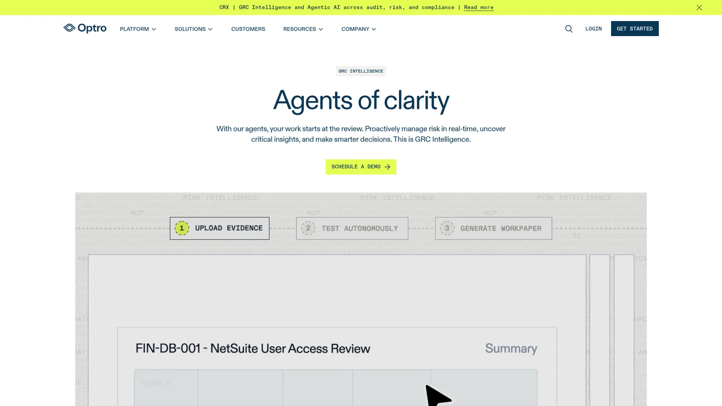 Optro website homepage