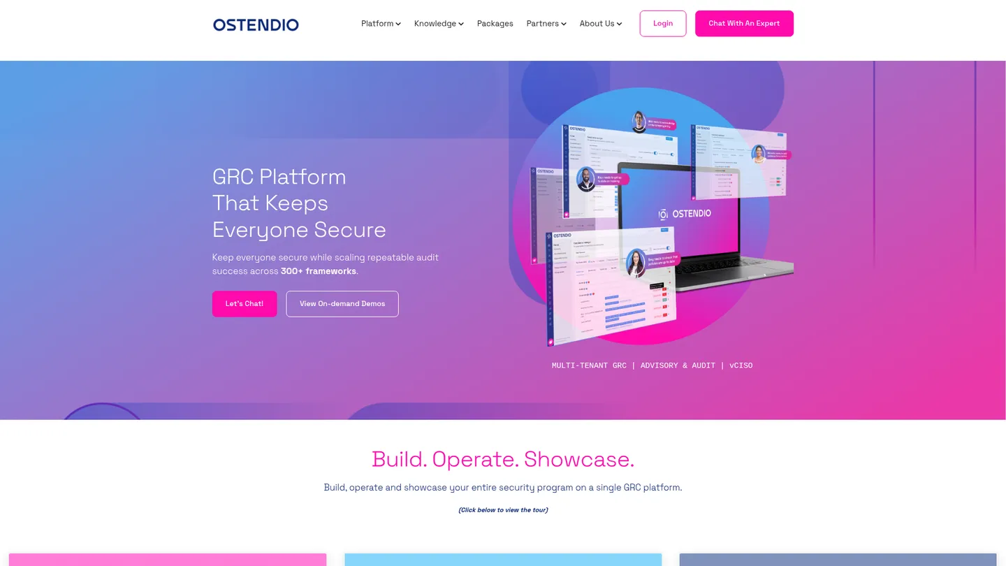 Ostendio website homepage