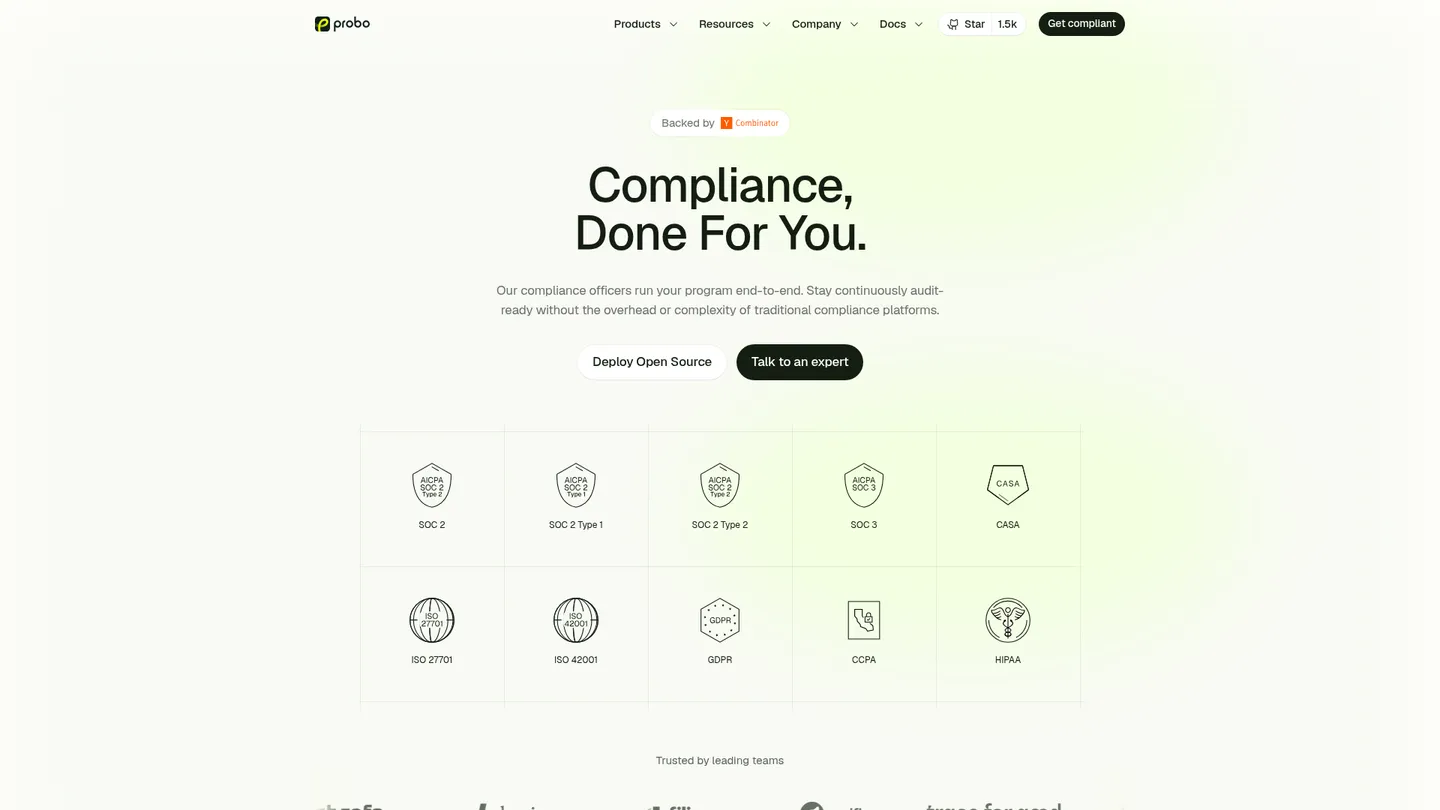 Probo website homepage