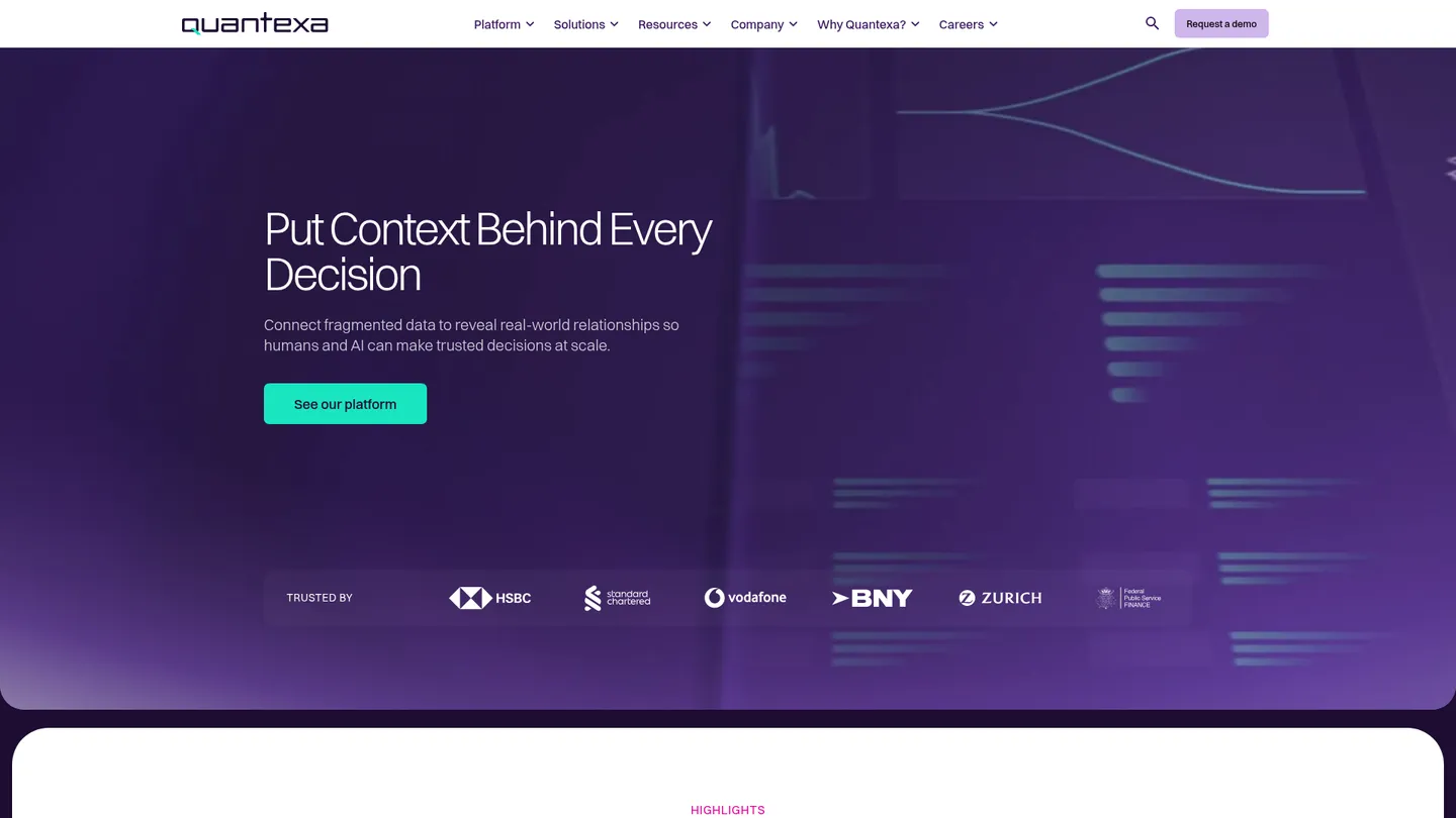 Quantexa website homepage