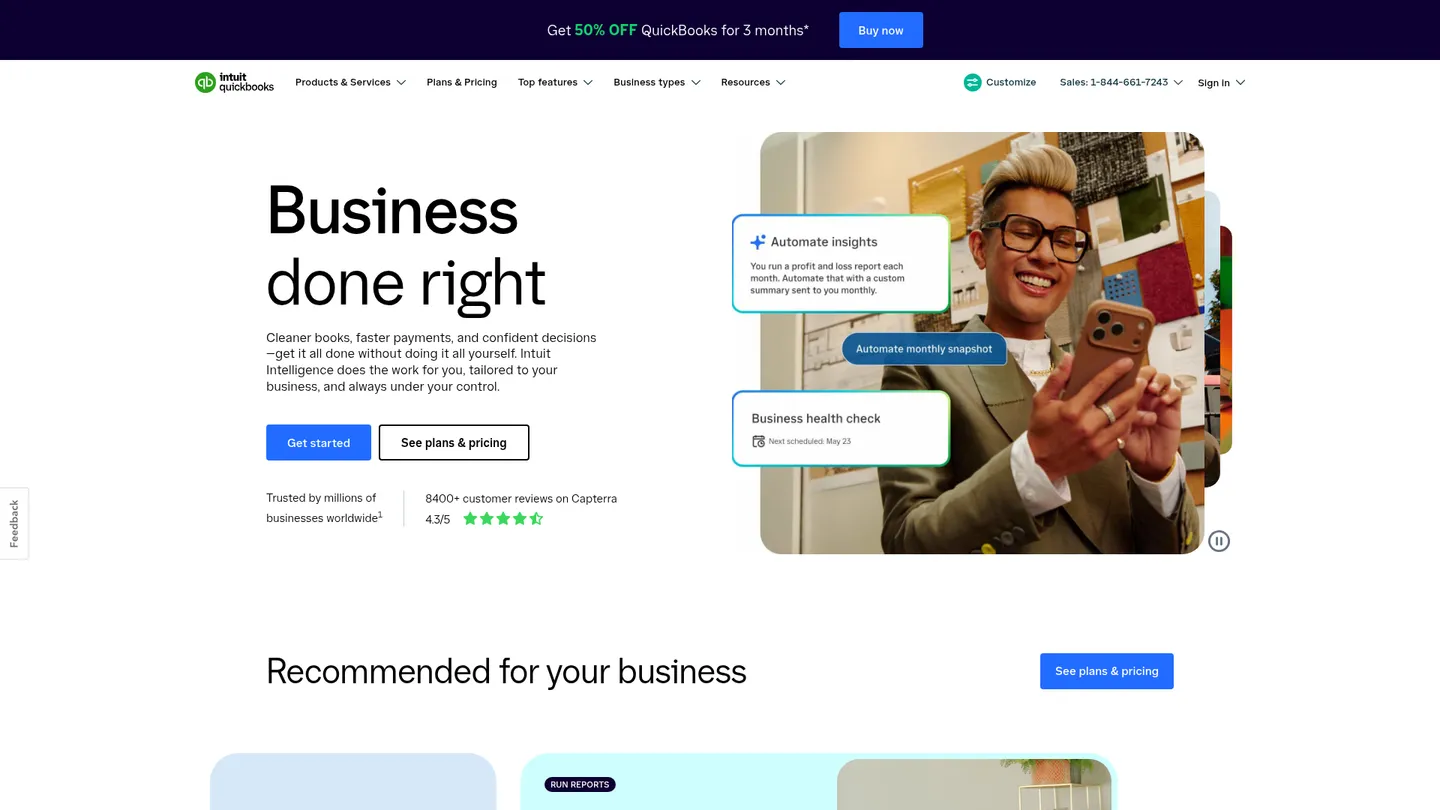 QuickBooks website homepage