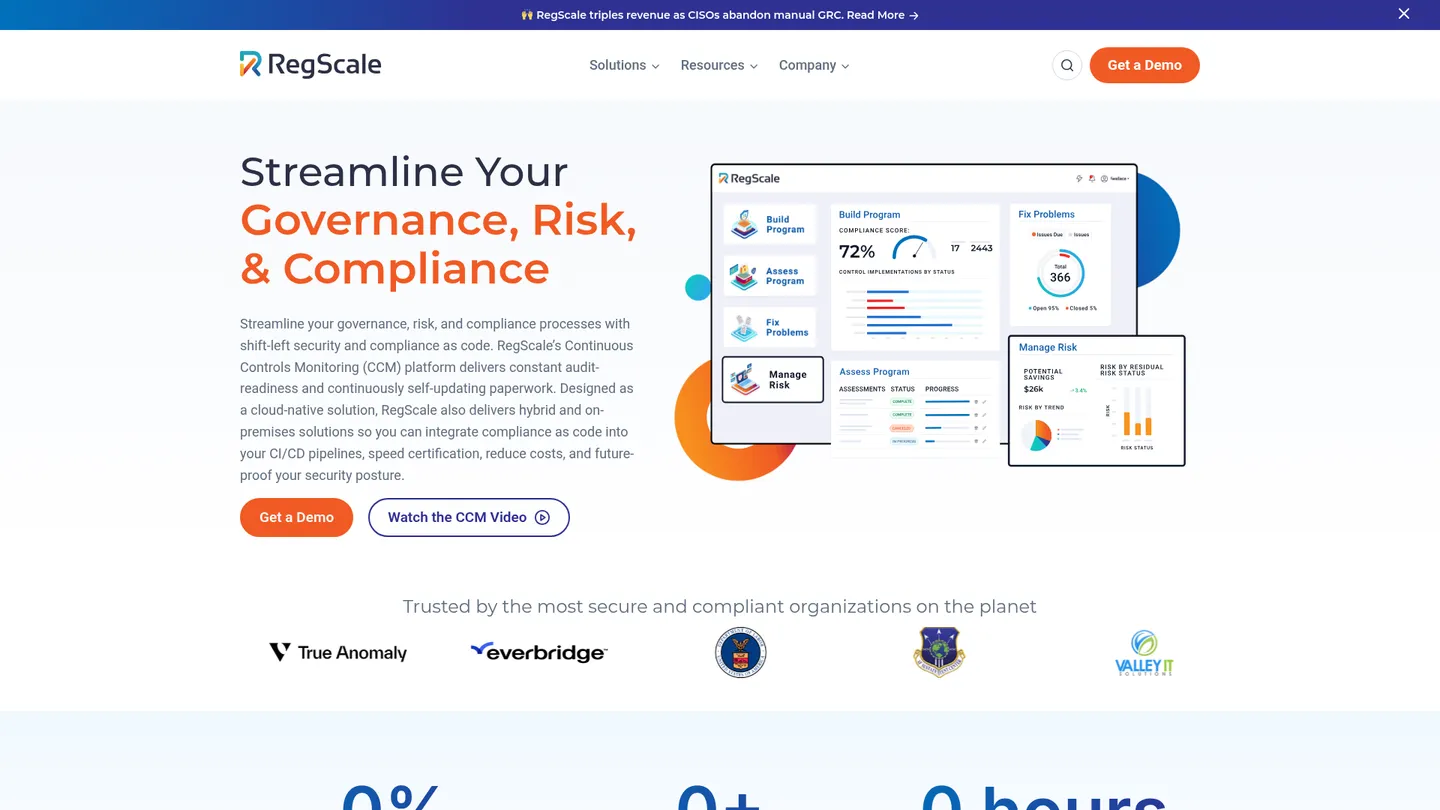 RegScale website homepage