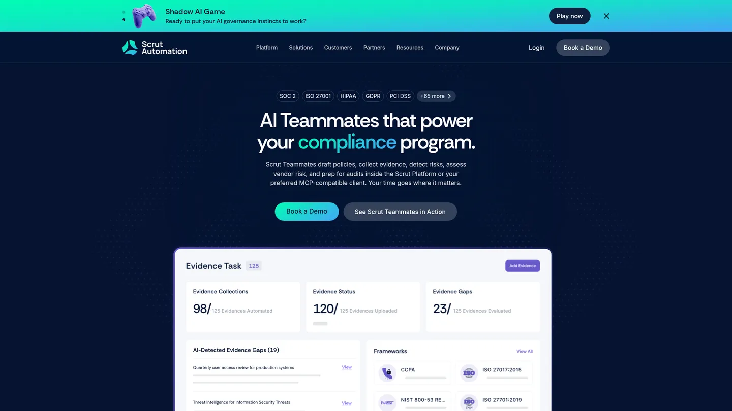 Scrut Automation website homepage
