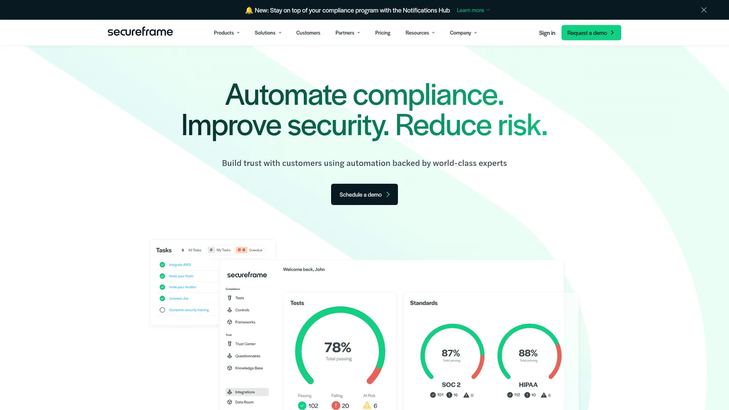 Secureframe website homepage