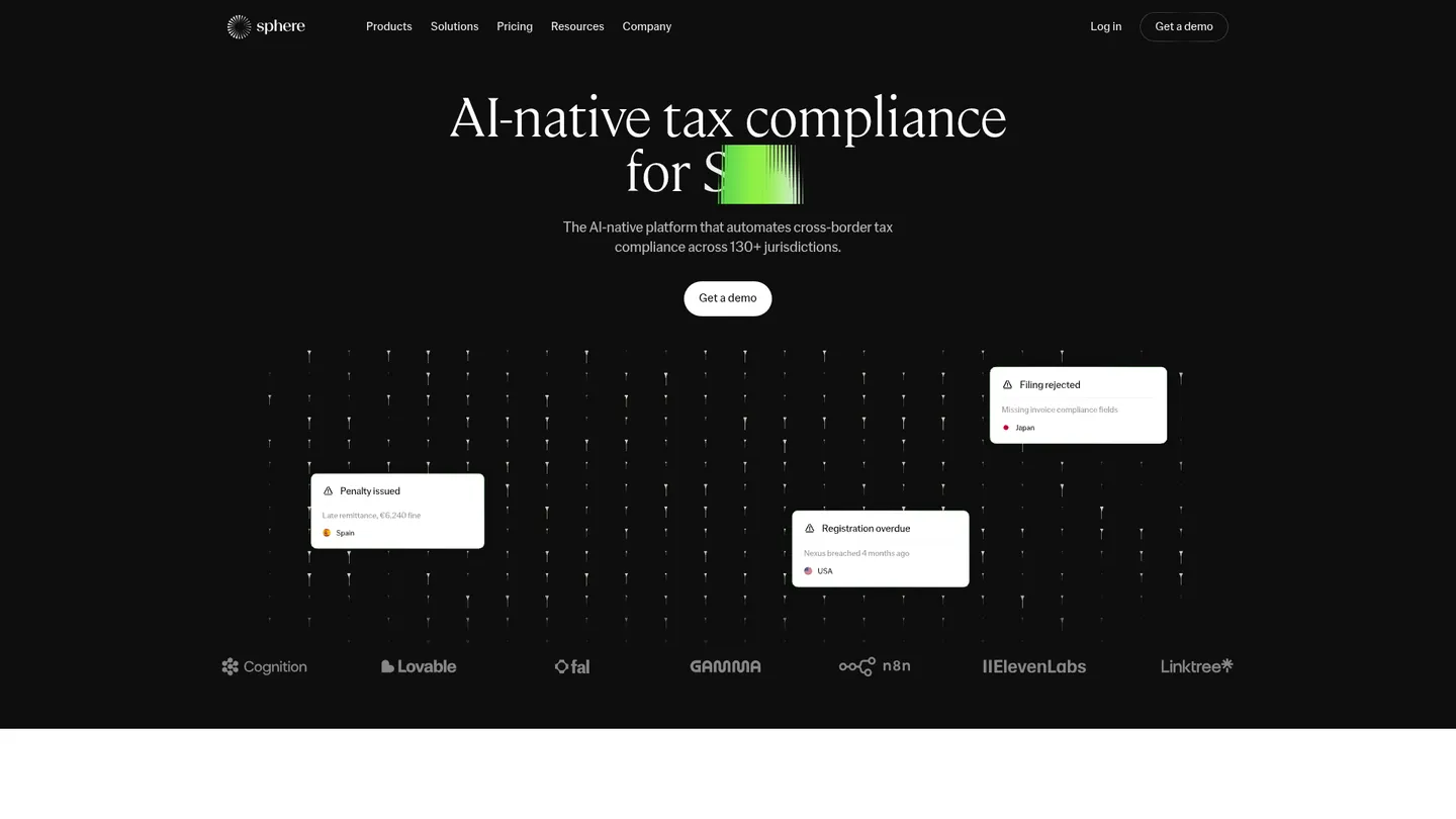 Sphere website homepage