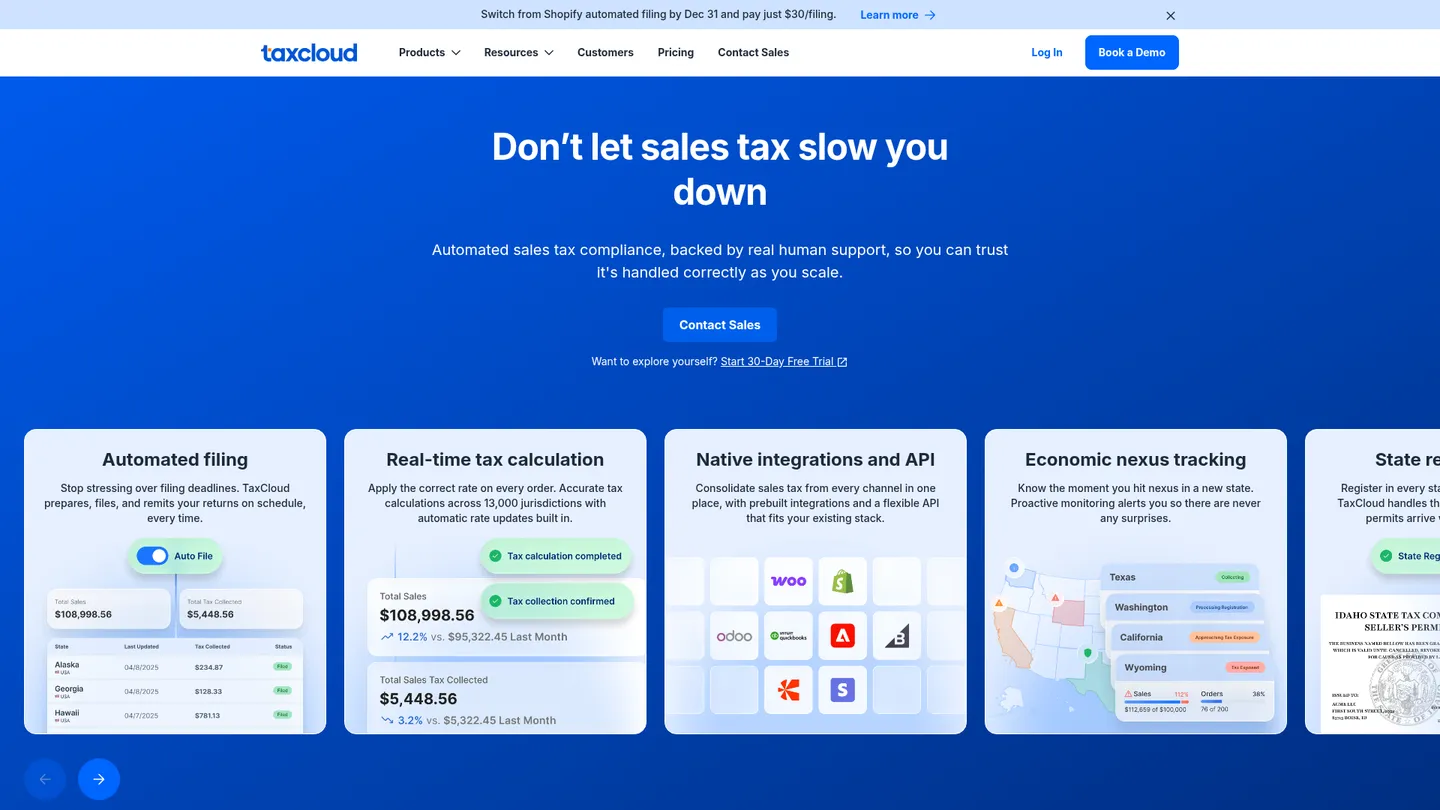 TaxCloud website homepage