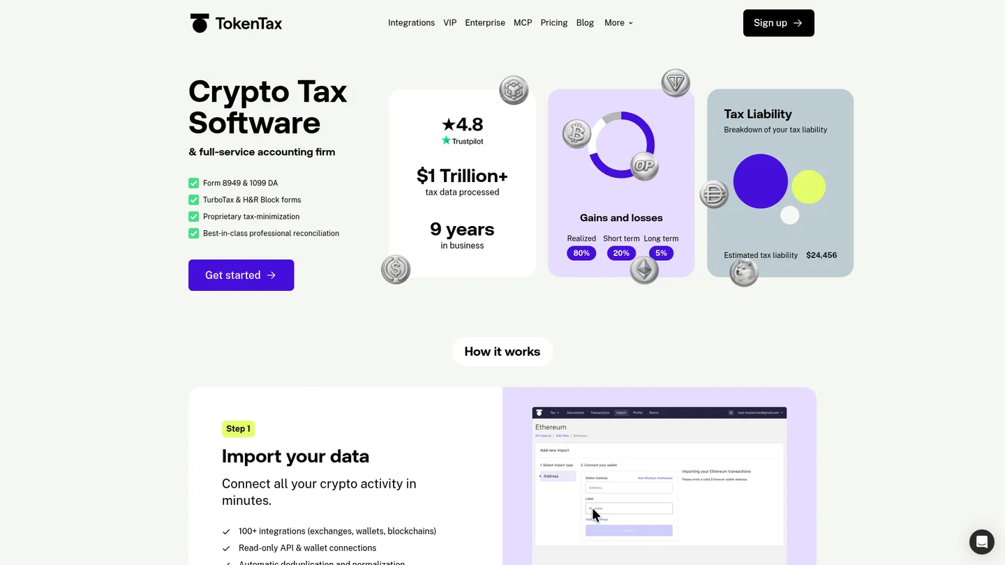 TokenTax website homepage