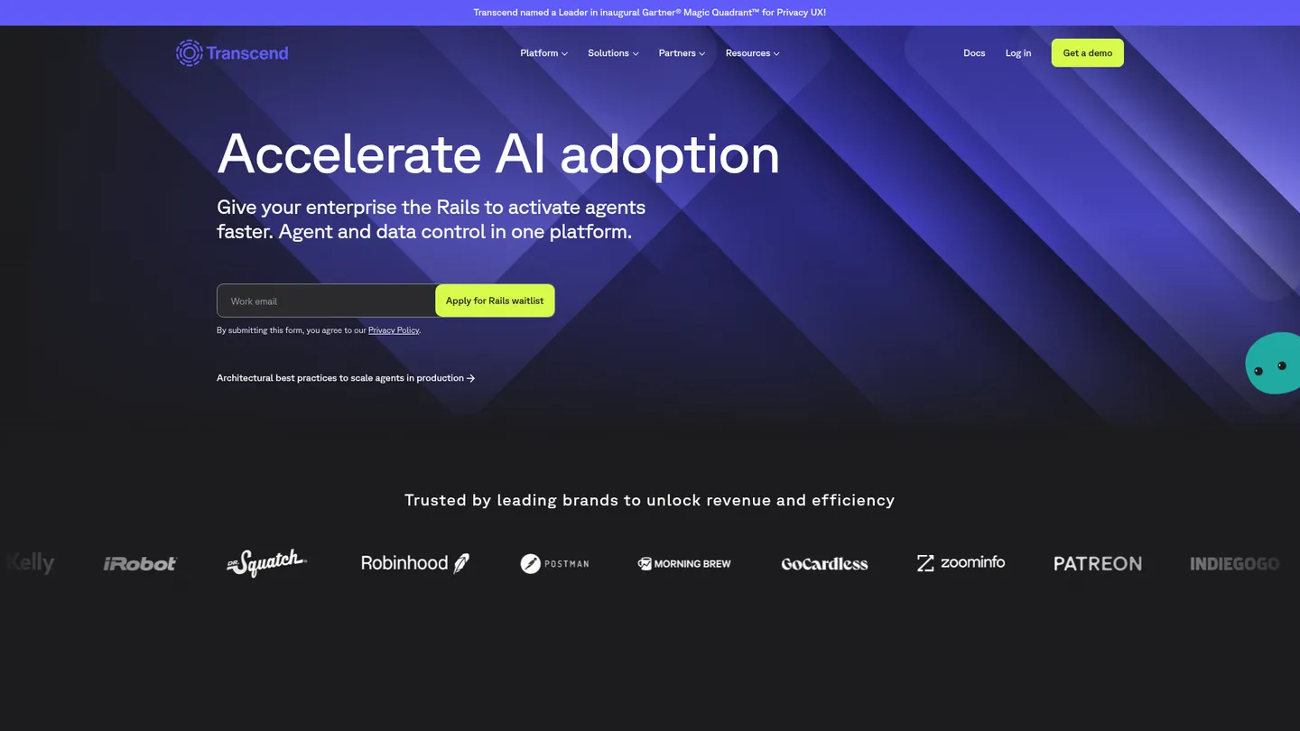 Transcend website homepage