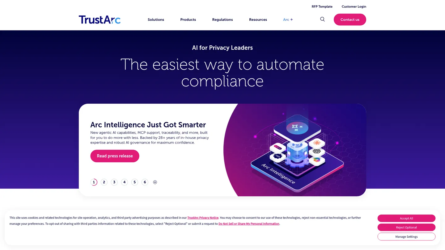 TrustArc website homepage