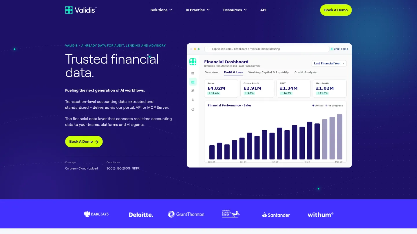 Validis website homepage