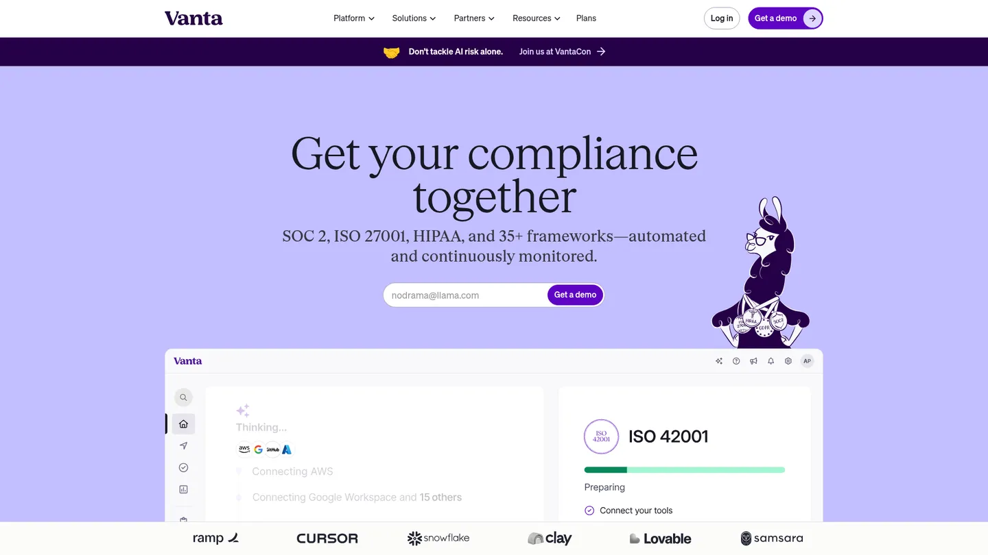 Vanta website homepage