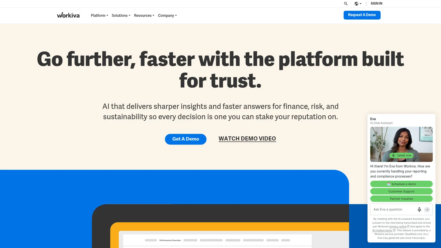 Workiva website homepage