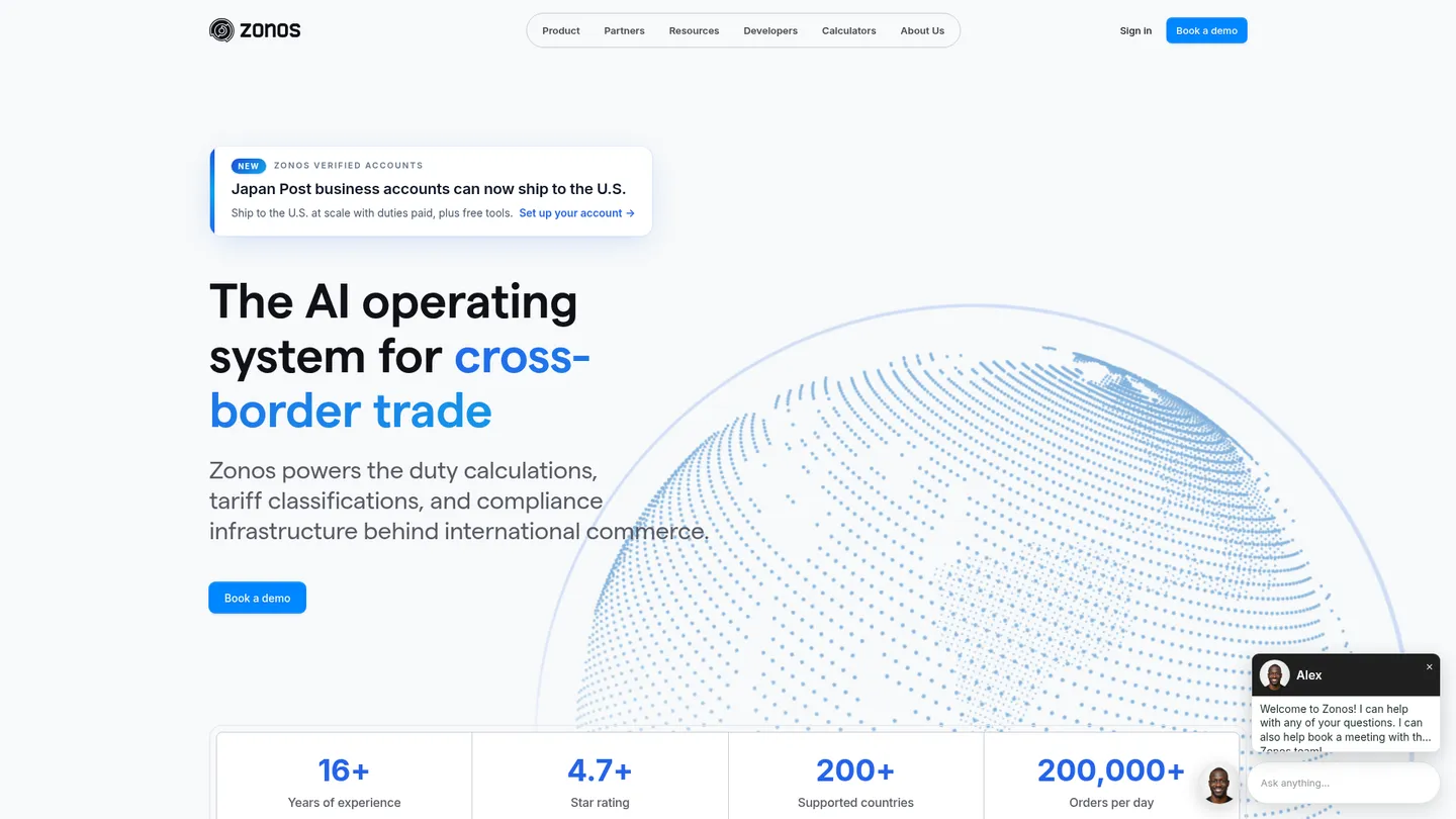 Zonos website homepage